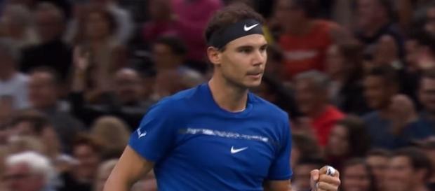 Rafael Nadal celebrating a point at Paris-Bercy/ Photo: screenshot via ATPWorldTour channel on YouTube Rafael Nadal celebrating a point at Paris-Bercy/ Photo: screenshot via ATPWorldTour channel on YouTube