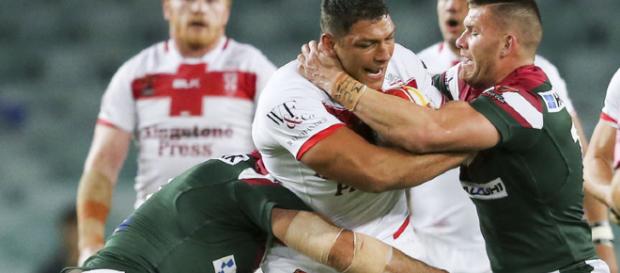 Ryan Hall - shown here - scored his 33rd try in 34 games for England in their uconvincing victory over Lebanon. Image Source: Sky Sports Ryan Hall - shown here - scored his 33rd try in 34 games for England in their uconvincing victory over Lebanon. Image Source: Sky Sports