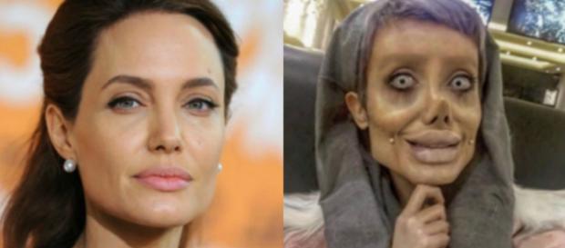 Angelina Jolie foi copiada por fã. Angelina Jolie foi copiada por fã.