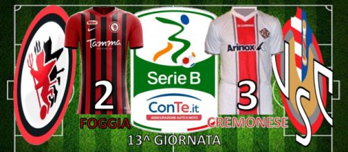 Il Foggia perde 2-3 contro la Cremonese nella tredicesima giornata del campionato di Serie B ConTe.it 2017/18