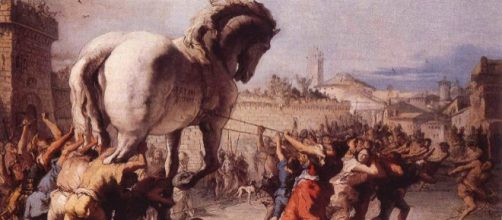 Entrada del caballo en Troya, obra de Giovanni Domenico Tiepolo (1773)
