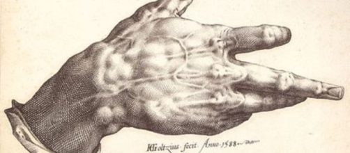 Henrick Goltzius drew this masterful image in with a deformed hand in 1588 [Image via Wikipedia]