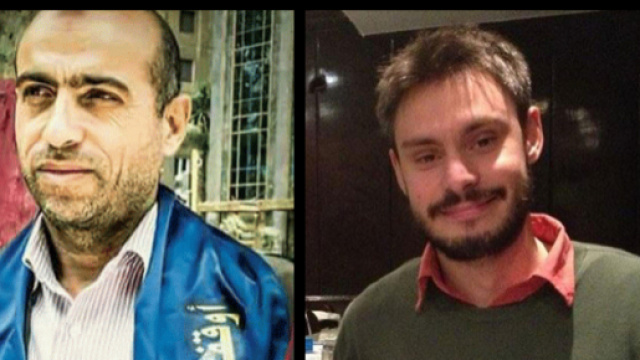 Ibrahim Metwally, avvocato per i diritti umani e rappresentante legale per il caso Regeni in Egitto (sx), Giulio Regeni (dx)