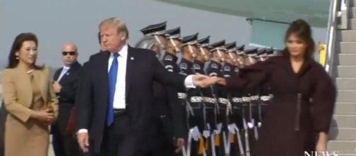 Donald Trump, Melania Trump in South Korea, via Twitter