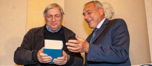 Il presidente del Senato Grasso in compagnia di Don Ciotti di Libera