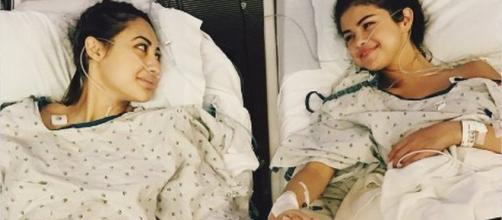 Francia Raisa and Selena Gomez in the hospital. [Photo via Instagram]