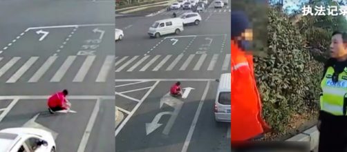 A Chinese commuter was sick of traffic delays, so painted his own road markings to suit. Image Credit: Own work