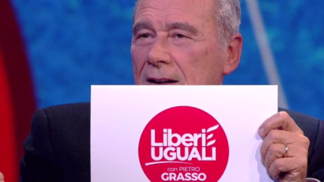 Pietro Grasso, leader di Liberi e Uguali presenta il simbolo da Fazio