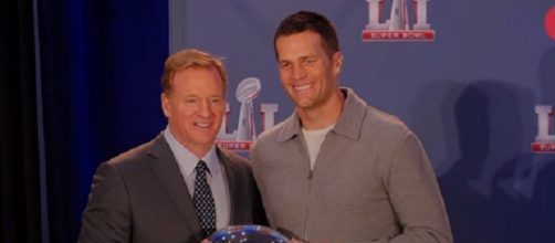 Roger Goodell hands Tom Brady the Super Bowl LI MVP trophy (Image Credit: USA TODAY Sports/YouTube)