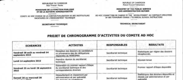 Chronogramme du comité ad hoc crée en 2015 Chronogramme du comité ad hoc crée en 2015