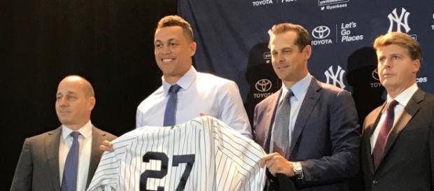 Giancarlo Stanton fue presentado como nuevo Yankee. SB nation.com. Giancarlo Stanton fue presentado como nuevo Yankee. SB nation.com.