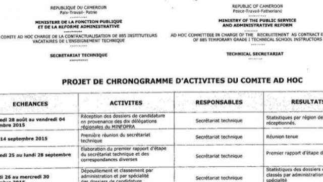 Chronogramme du comité ad hoc crée en 2015