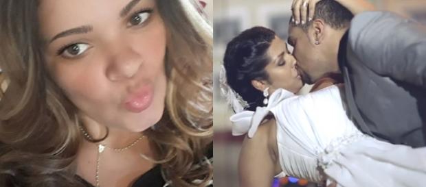 Branka Silva, ex mulher do cantor Naldo e ao lado Moranguinho e o cantor no dia do casamento. (Foto Reprodução). Branka Silva, ex mulher do cantor Naldo e ao lado Moranguinho e o cantor no dia do casamento. (Foto Reprodução).