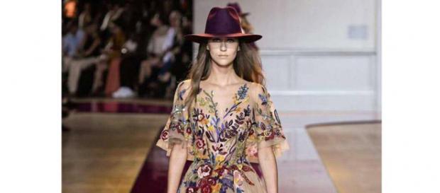 Embroidered dress on the runway Embroidered dress on the runway