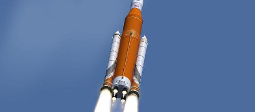 Space Launch System in Flight [image courtesy NASA wikimedia commons]