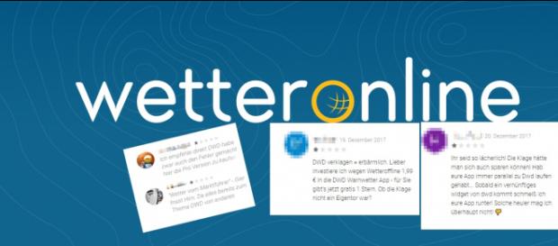 Im Google Play Store hagelt es seit der Urteilsverkündigung gegen DWD für WetterOnline heftige Kritik / Foto: WetterOnline PR, Google (Montage) Im Google Play Store hagelt es seit der Urteilsverkündigung gegen DWD für WetterOnline heftige Kritik / Foto: WetterOnline PR, Google (Montage)