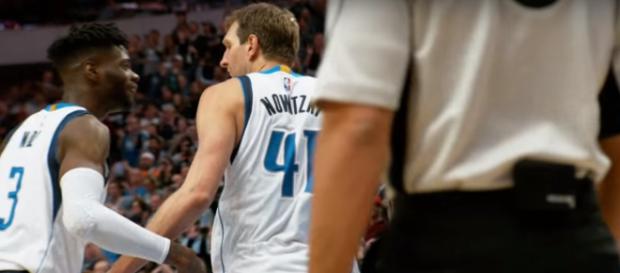 Nerlens Noel and Dirk Nowitzki of the Dallas Mavericks -- NBA via YouTube Nerlens Noel and Dirk Nowitzki of the Dallas Mavericks -- NBA via YouTube
