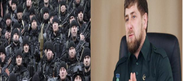 Ramzan Kadyrov com os seus soldados chechenos que lutaram na Síria Ramzan Kadyrov com os seus soldados chechenos que lutaram na Síria
