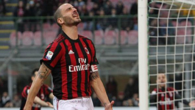 delusione di bonucci dopo un goal sbagliato dal Milan