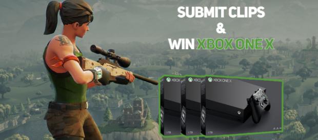 Submit "Fortnite" Battle Royale clips and win Xbox One X. Image Credit: Own work Submit "Fortnite" Battle Royale clips and win Xbox One X. Image Credit: Own work