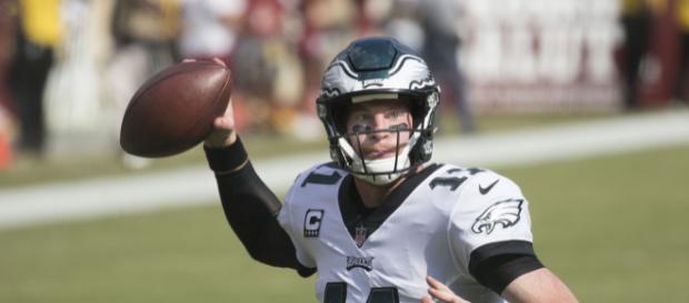 Carson Wentz v Redskins 2017 / Photograph Wikipedia Carson Wentz v Redskins 2017 / Photograph Wikipedia