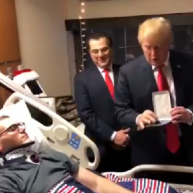 Donald Trump presents Purple Heart, via Twitter