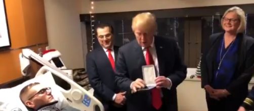Donald Trump presents Purple Heart, via Twitter