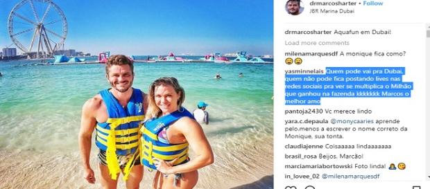 Marcos se diverte com fisiculturista (Reprodução/Instagram) Marcos se diverte com fisiculturista (Reprodução/Instagram)
