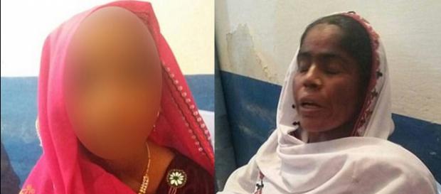Pathani Mangrio (à esquerda) foi vendida pela própria mãe, Masmat Nabiat, para um homem de 50 anos (Crédito: Caters News Agency) Pathani Mangrio (à esquerda) foi vendida pela própria mãe, Masmat Nabiat, para um homem de 50 anos (Crédito: Caters News Agency)