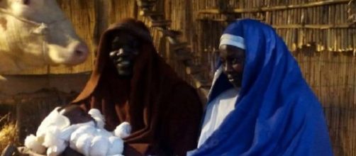 Presepe vivente con figuranti africani e musulmani