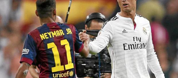 Neymar enfrentandose al Real Madrid Neymar enfrentandose al Real Madrid