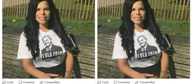 Montagem mostra socialite com camisa de Lula. (Foto Reprodução) Montagem mostra socialite com camisa de Lula. (Foto Reprodução)