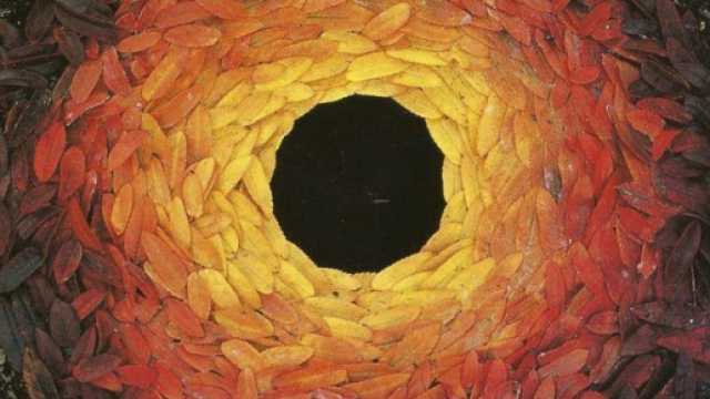 Feuilles de sorbier disposées autour d’un trou - Andy Goldsworthy (1987)