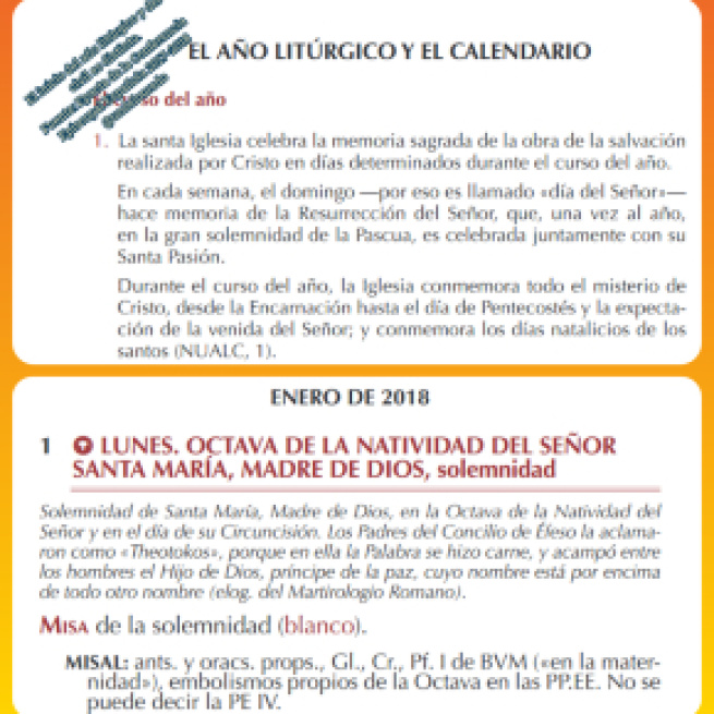 El 1 de enero no es el primer día del año para la Iglesia Católica. Su calendario comienza entre finales de noviembre y primeros de diciembre