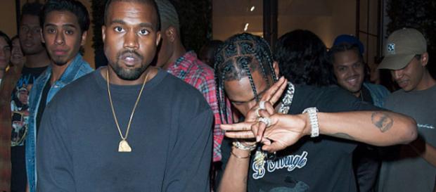 Kanye West com o amigo rapper Travis Scott Kanye West com o amigo rapper Travis Scott