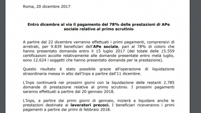 Pensioni, ecco quando riceveranno i primi assegni i lavoratori precoci