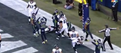 Seattle Seahawks defense forces Eagles fumble. [NFL / YouTube screencap]