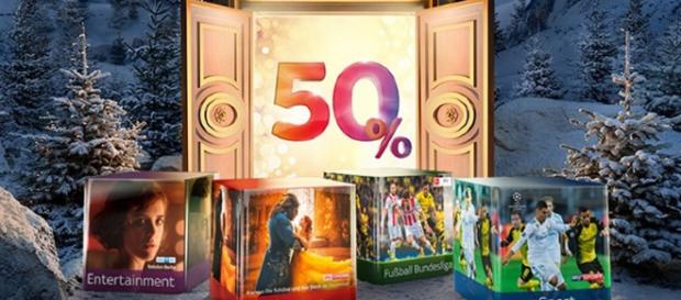 50 % an Weihnachten gibt es bei Sky "nur" auf die Pakete. Wer HD will, zahlt noch mal ordentlich drauf / Foto: Sky PR 50 % an Weihnachten gibt es bei Sky "nur" auf die Pakete. Wer HD will, zahlt noch mal ordentlich drauf / Foto: Sky PR