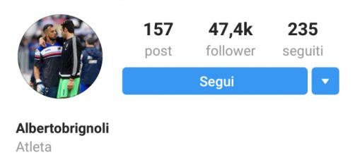 Profilo Instagram portiere Benevento Brignoli