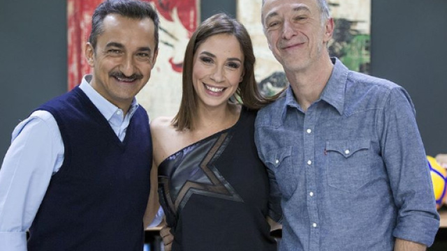 Malena la Pugliese con Nicola Savino e Linus a Deejay Chiama Italia