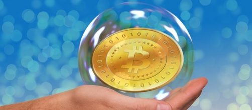 Il simbolo del Bitcoin racchiuso in una bolla
