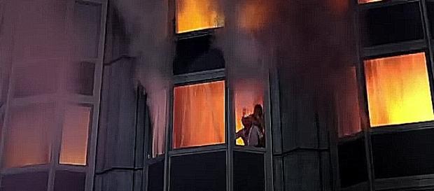 Am 25. Februar 1977 wurde das Hotel Rossija zum flammenden Inferno (Screenshot) Am 25. Februar 1977 wurde das Hotel Rossija zum flammenden Inferno (Screenshot)