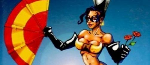 Aspecto de la superheroína Españísima, creada por Carles Recio, el protagonista de un hecho insólito.