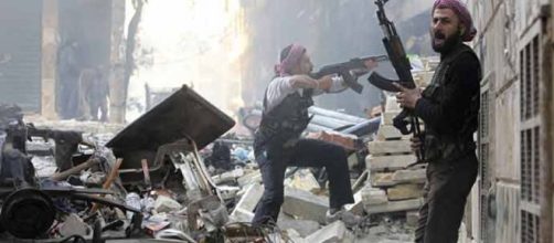 Un momento della guerra durante la presa di Aleppo