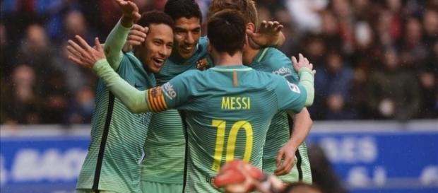 Clebracion de uno de los goles del Barça Clebracion de uno de los goles del Barça