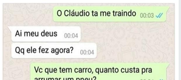 Mulher descobre traição de marido (foto: reprodução Whatsapp) Mulher descobre traição de marido (foto: reprodução Whatsapp)