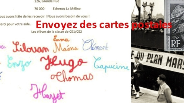 Envoyez des cartes postales aux élèves de cours élémentaires de l'école de Longeville, Grand' Rue, 70 000 Échenoz-la-Méline