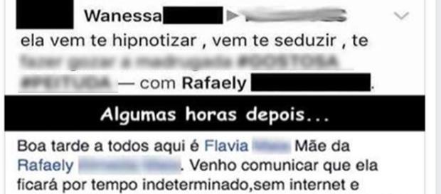 Mãe dá bronca em filha pelo Facebook. (foto: reprodução Facebook) Mãe dá bronca em filha pelo Facebook. (foto: reprodução Facebook)