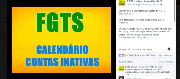 Divulgação do calendário do FGTS. Divulgação do calendário do FGTS.