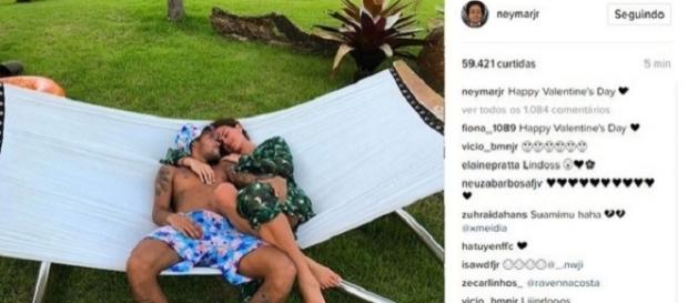Imagem de Neymar com Bruna Marquezine em rede social bateu milhões de curtidas (Reprodução/Instagram) Imagem de Neymar com Bruna Marquezine em rede social bateu milhões de curtidas (Reprodução/Instagram)